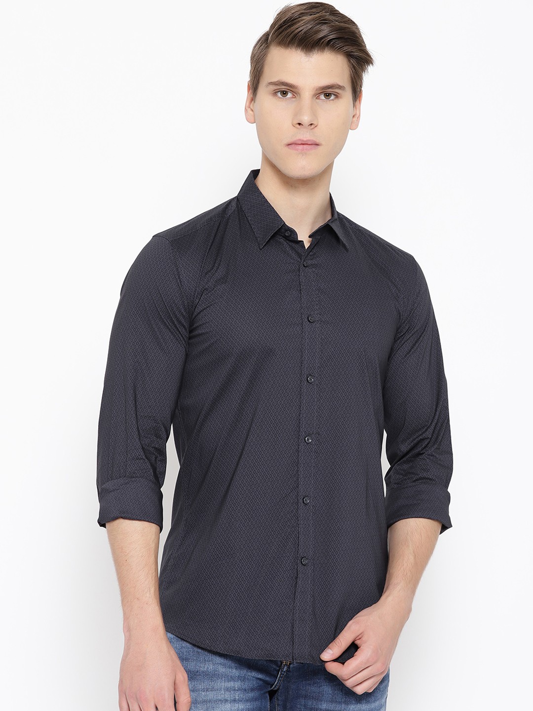 

Antony Morato Men Navy Blue Printed Casual Shirt