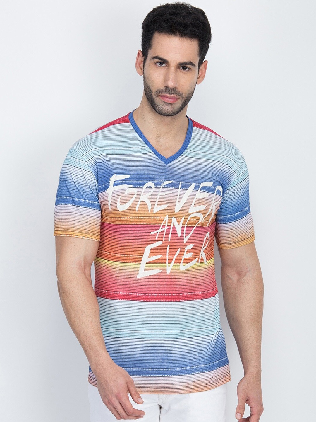 

Antony Morato Men Multicoloured Printed V-Neck T-shirt, Multi