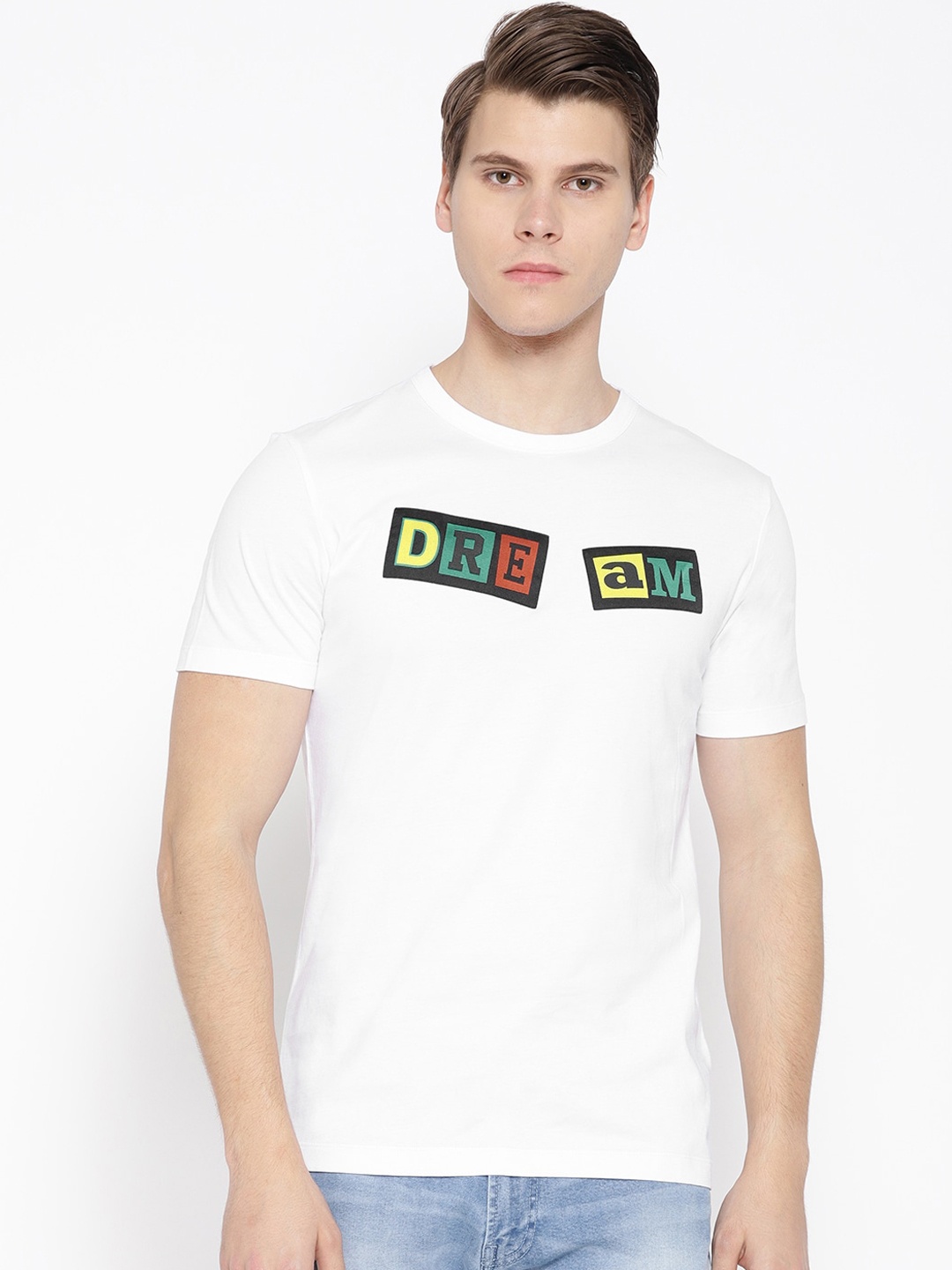 

Antony Morato Men White Applique Detail Round Neck T-shirt