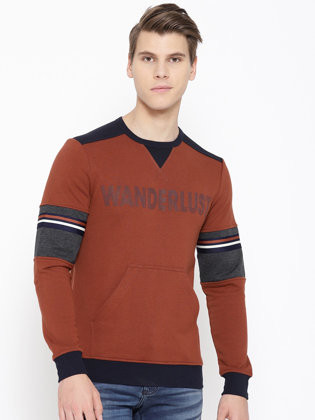 

Antony Morato Men Rust Orange Printed Sweatshirt