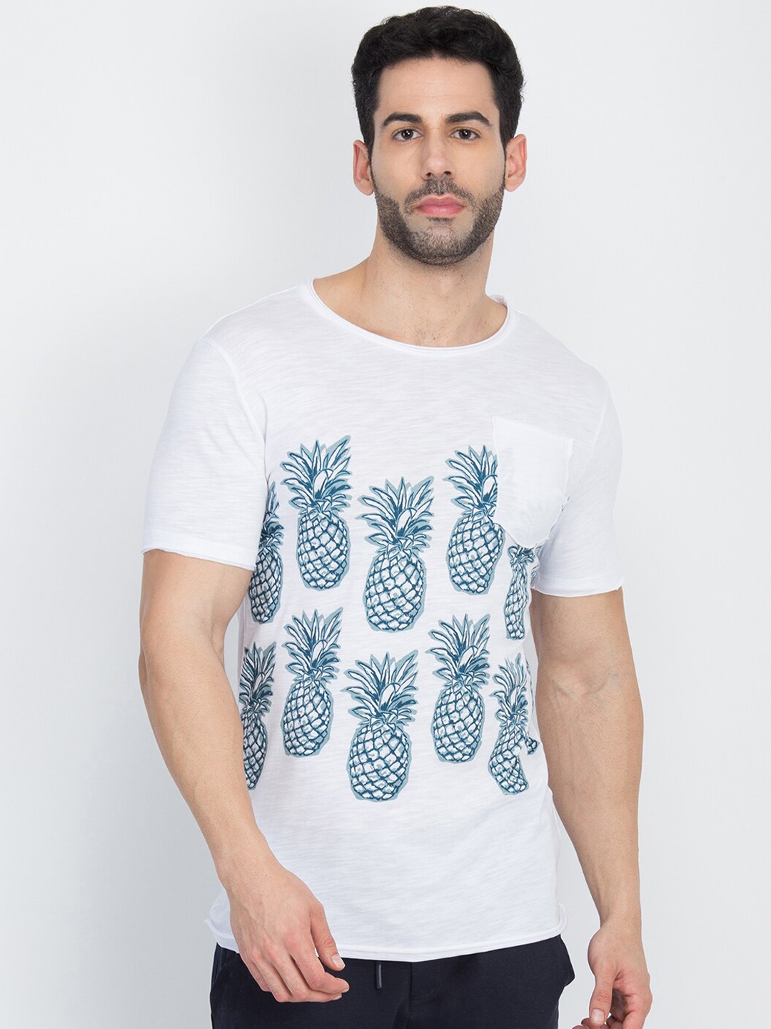 

Antony Morato Men White Printed Round Neck T-shirt