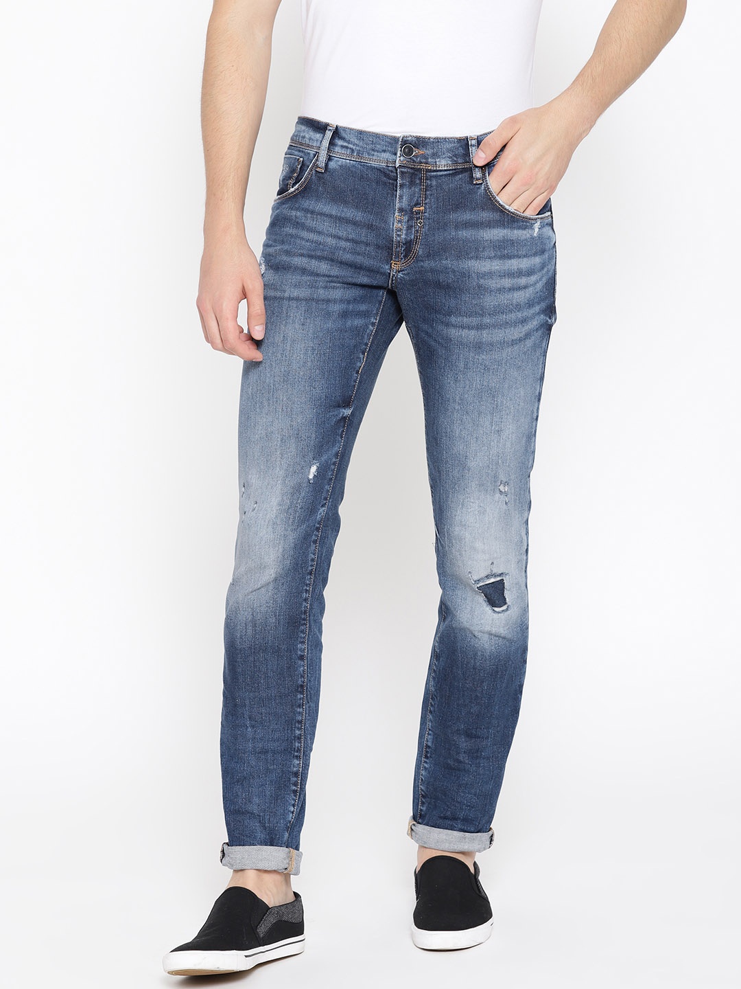 

Antony Morato Men Blue Skinny Fit Mid-Rise Mildly Distressed Stretchable Jeans