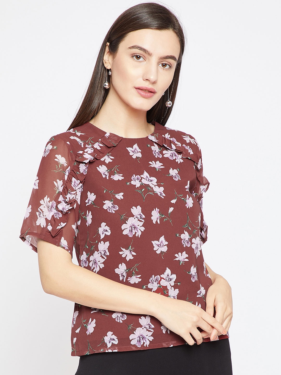 

Marie Claire Women Brown Printed Top