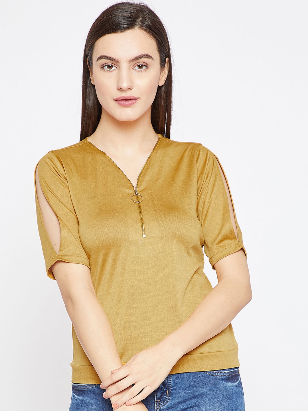 

Marie Claire Women Mustard Solid Top