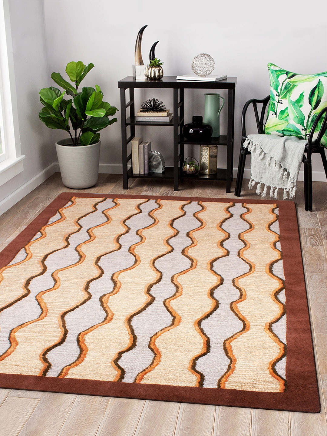 

Story@home Brown & Grey Handmade Woollen Carpet