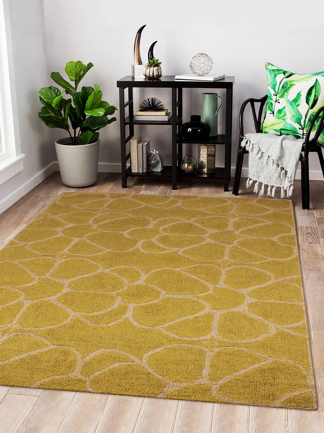 

Story@home Mustard Yellow Floral Bhadoi Carpet