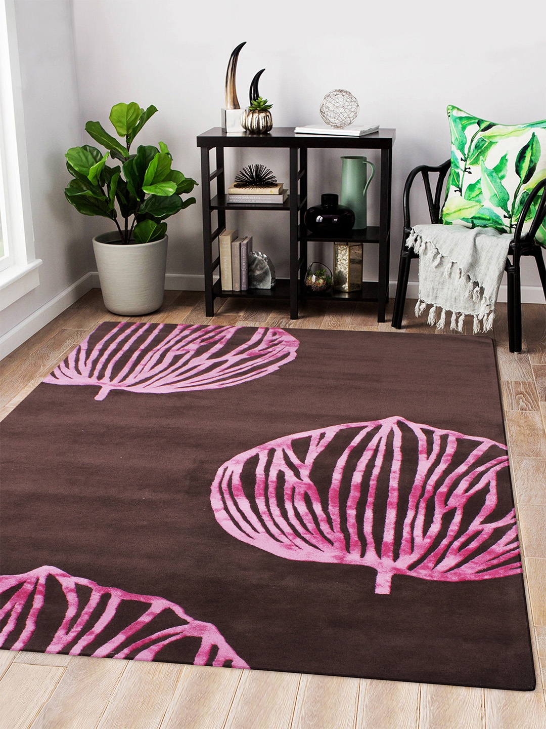 

Story@home Brown & Pink Handmade Woollen Carpet