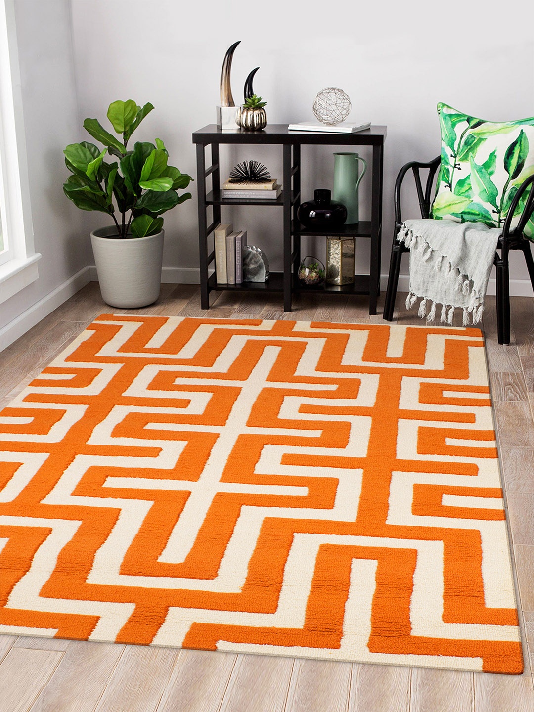 

Story@home Orange Handmade Woollen Carpet