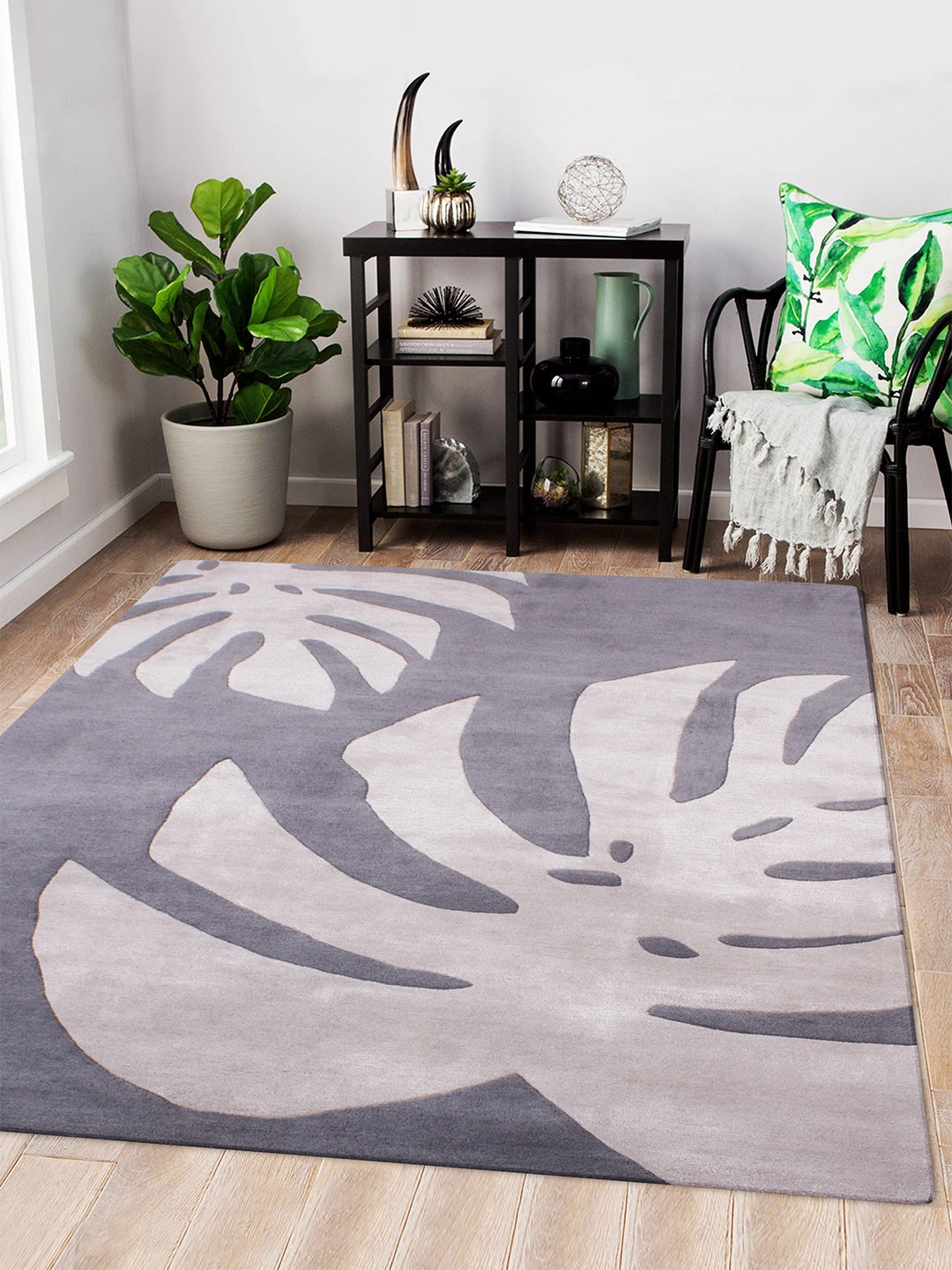 

Story@home Grey & Beige Handmade Woollen Carpet