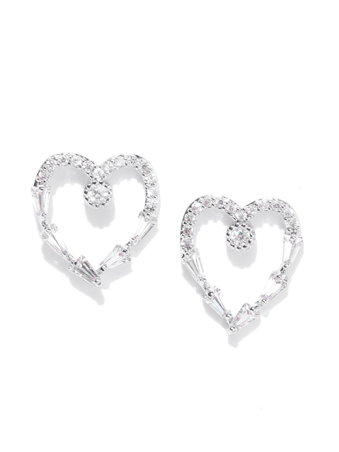 

Priyaasi Silver-Plated Stone-Studded Heart Shaped Handcrafted Studs