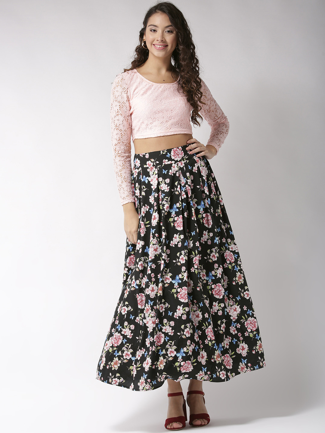 

Sera Women Pink & Black Printed Two-Piece Dress