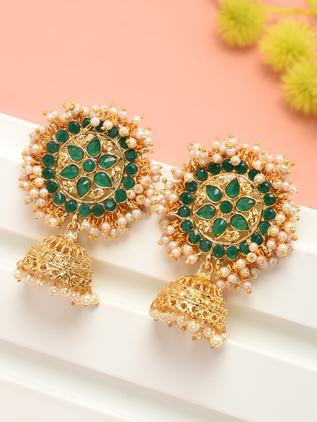 

Zaveri Pearls Gold-Toned Circular Jhumkas