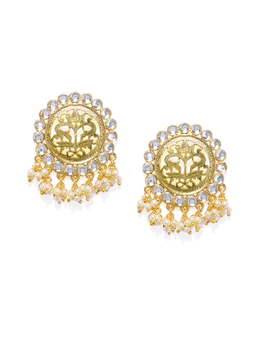 

Zaveri Pearls Gold-Plated & White Classic Studs