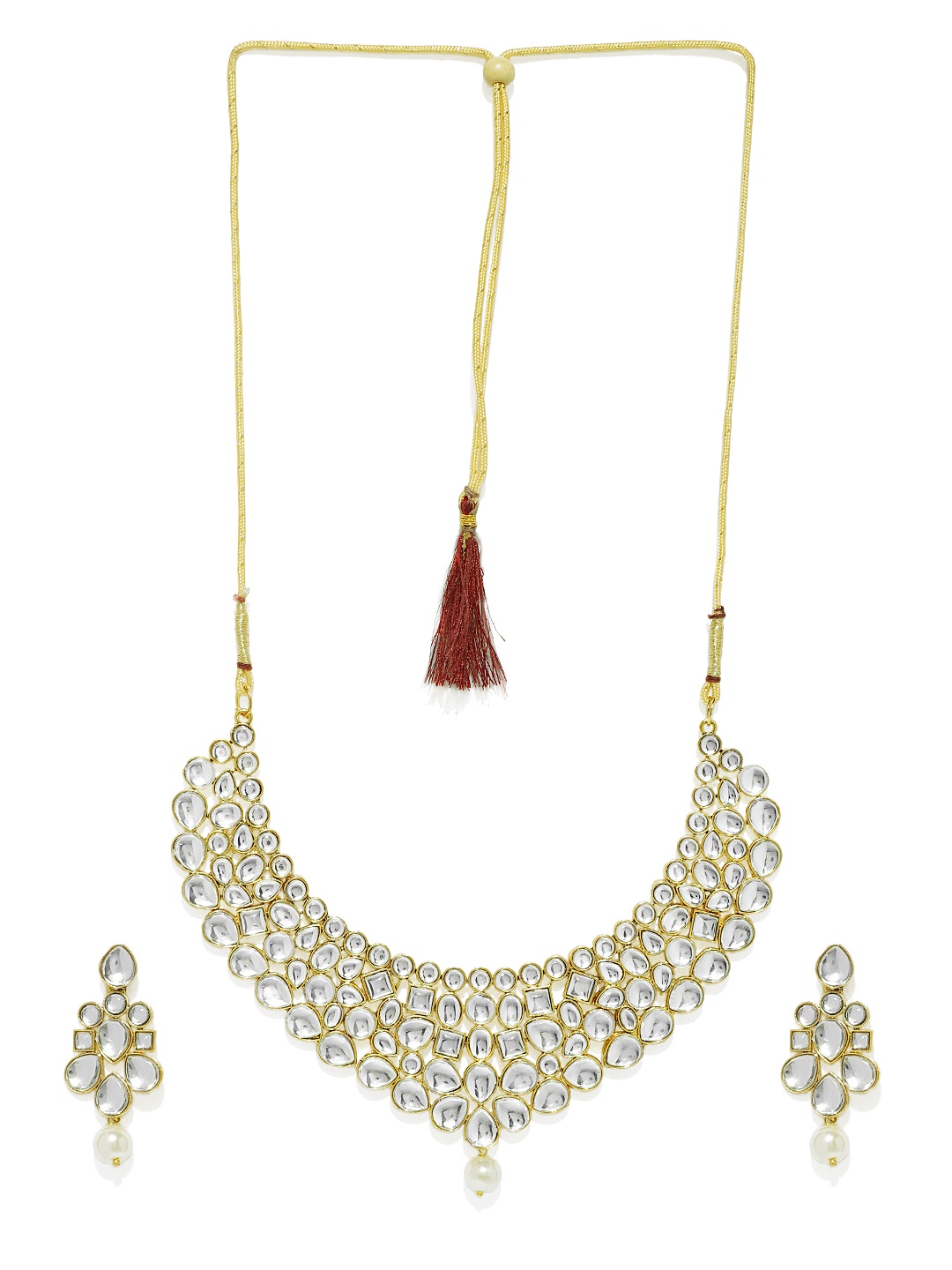 

Zaveri Pearls Gold-Plated Kundan Studded Jewellery Set