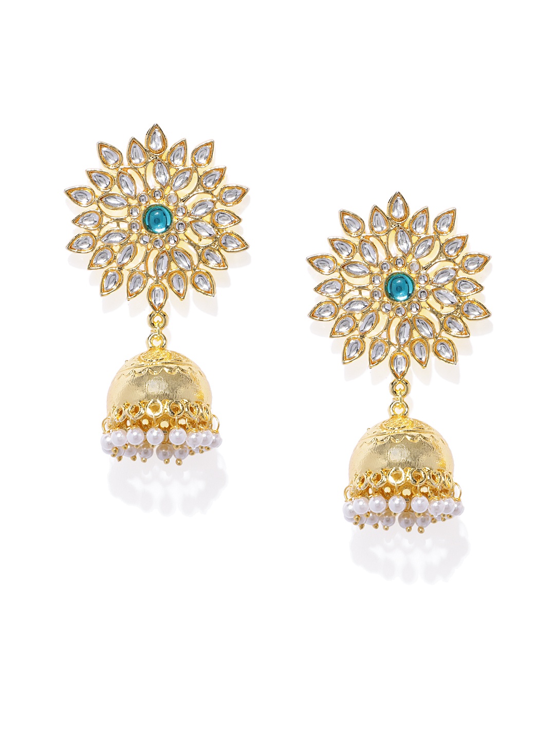 

Zaveri Pearls Gold-Plated Circular Jhumkas