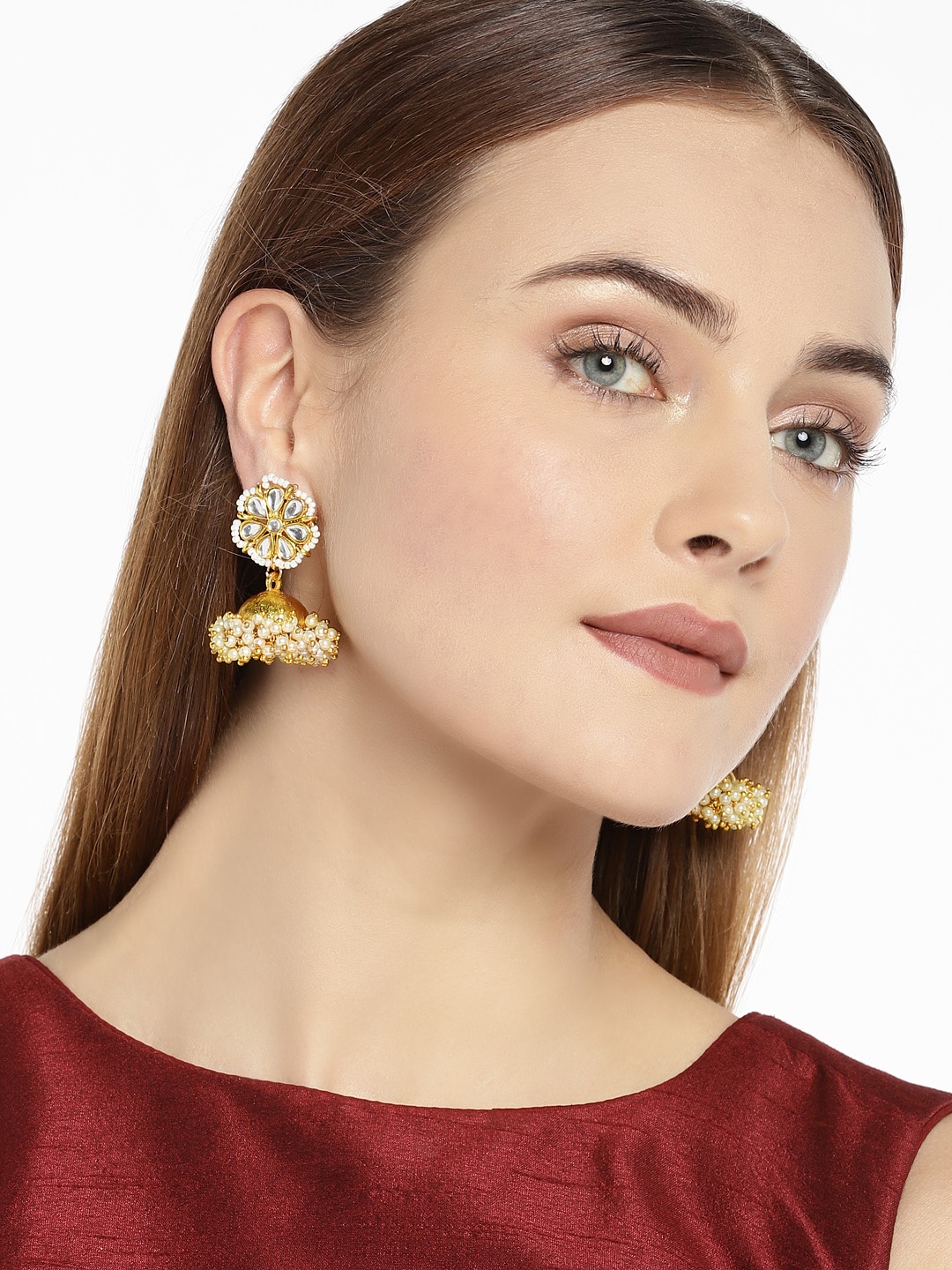 

Zaveri Pearls Gold-Plated Classic Jhumkas