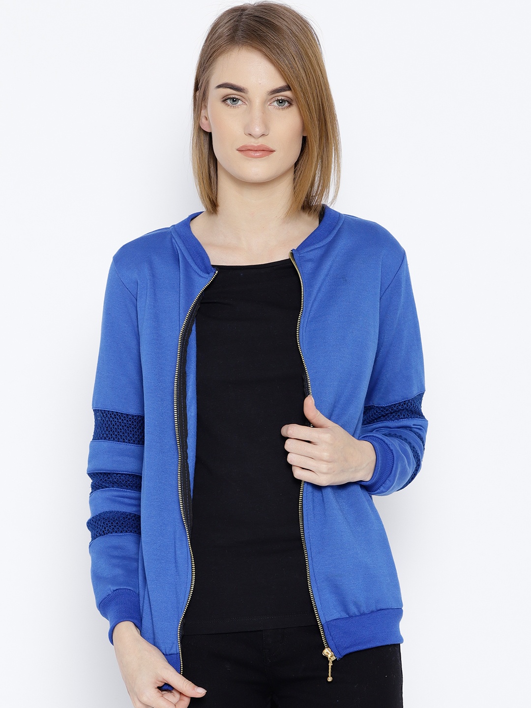 

Belle Fille Women Blue Solid Sweatshirt