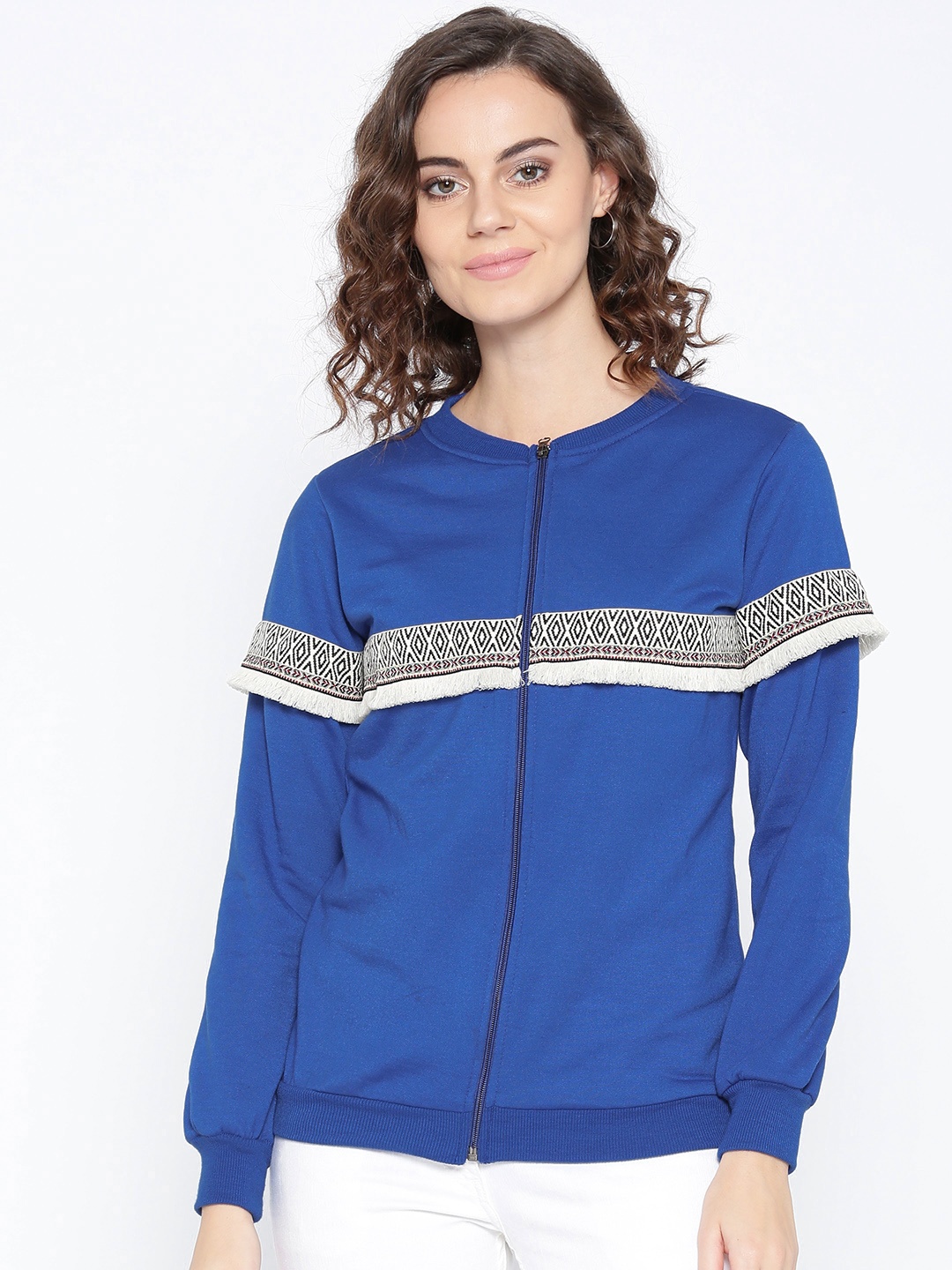

Belle Fille Women Blue Solid Sweatshirt