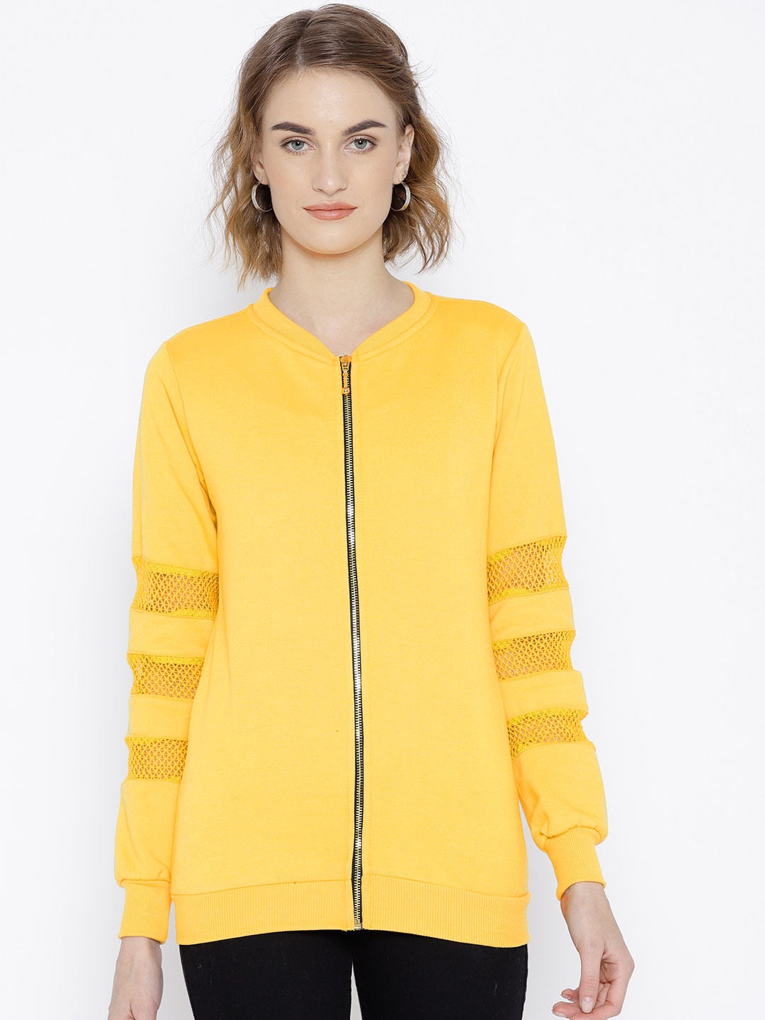 

Belle Fille Women Yellow Solid Sweatshirt