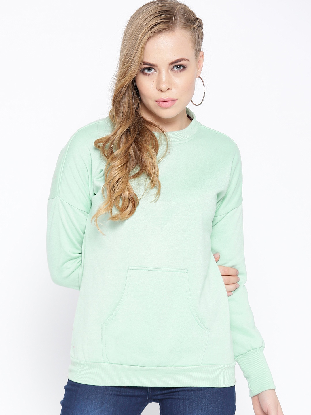 

Belle Fille Women Green Solid Sweatshirt