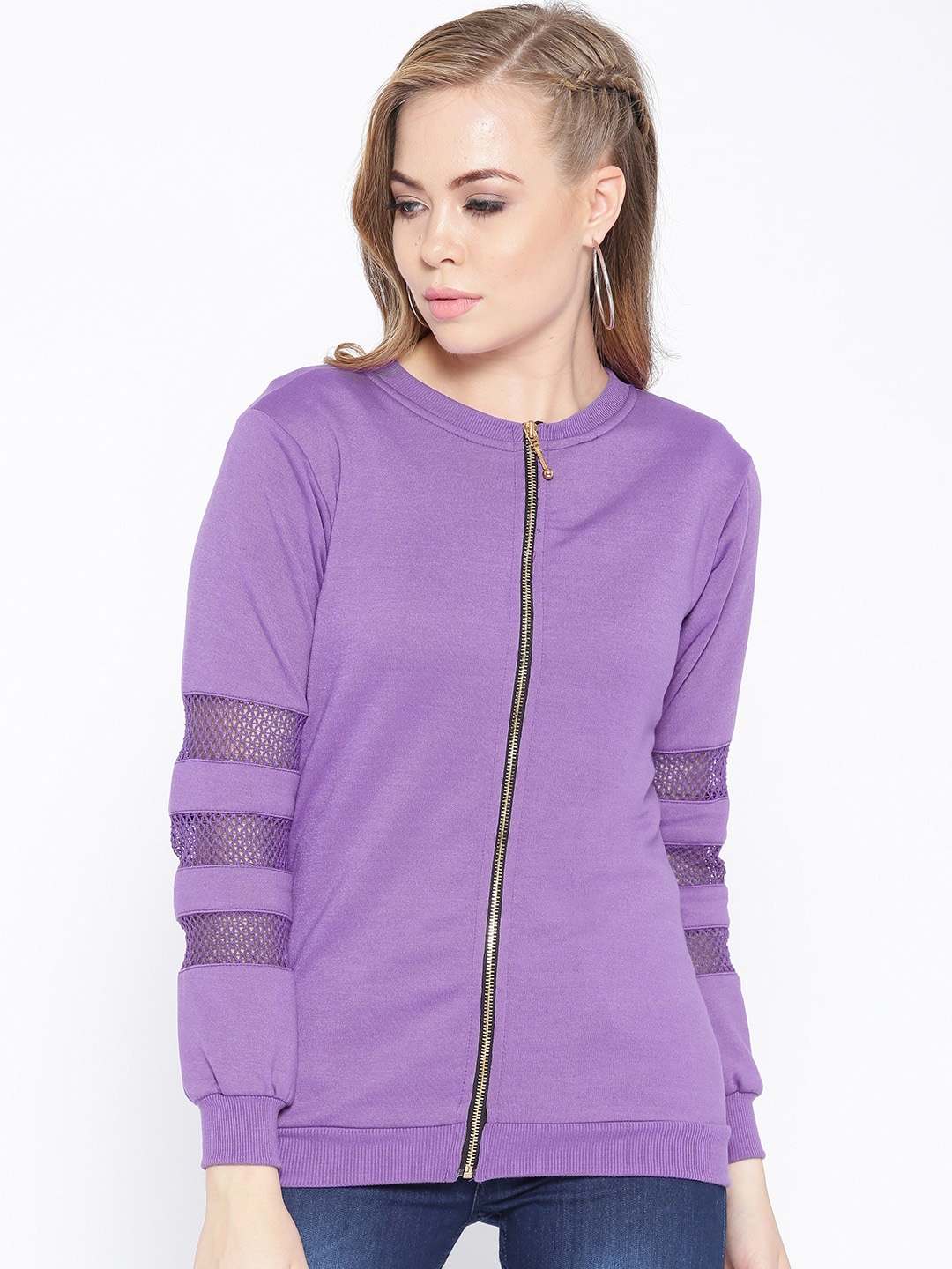 

Belle Fille Women Purple Solid Sweatshirt