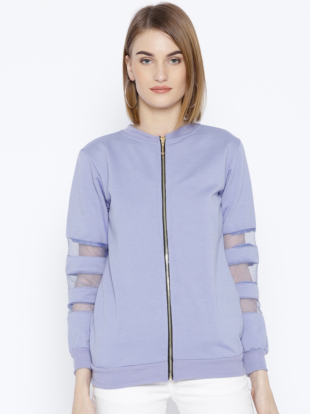 

Belle Fille Women Lavender Solid Sweatshirt