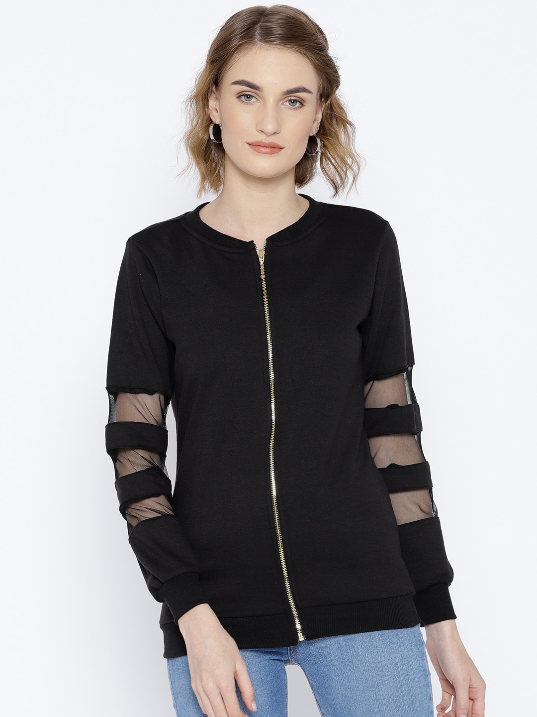 

Belle Fille Women Black Solid Sweatshirt