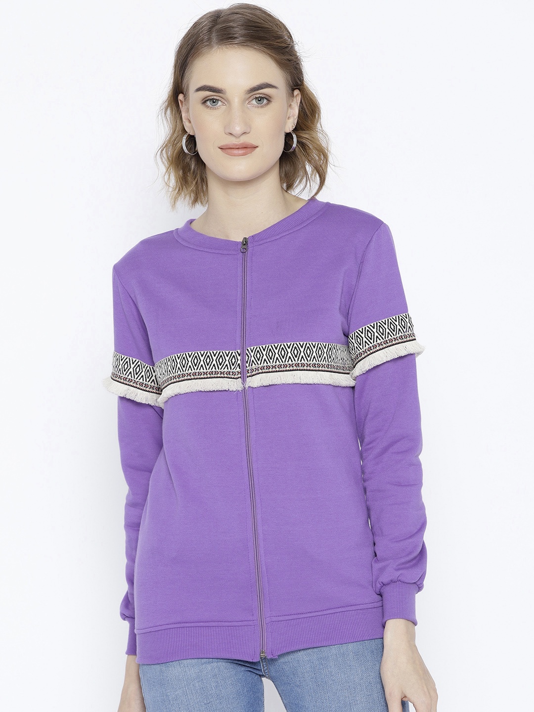 

Belle Fille Women Mauve Solid Sweatshirt