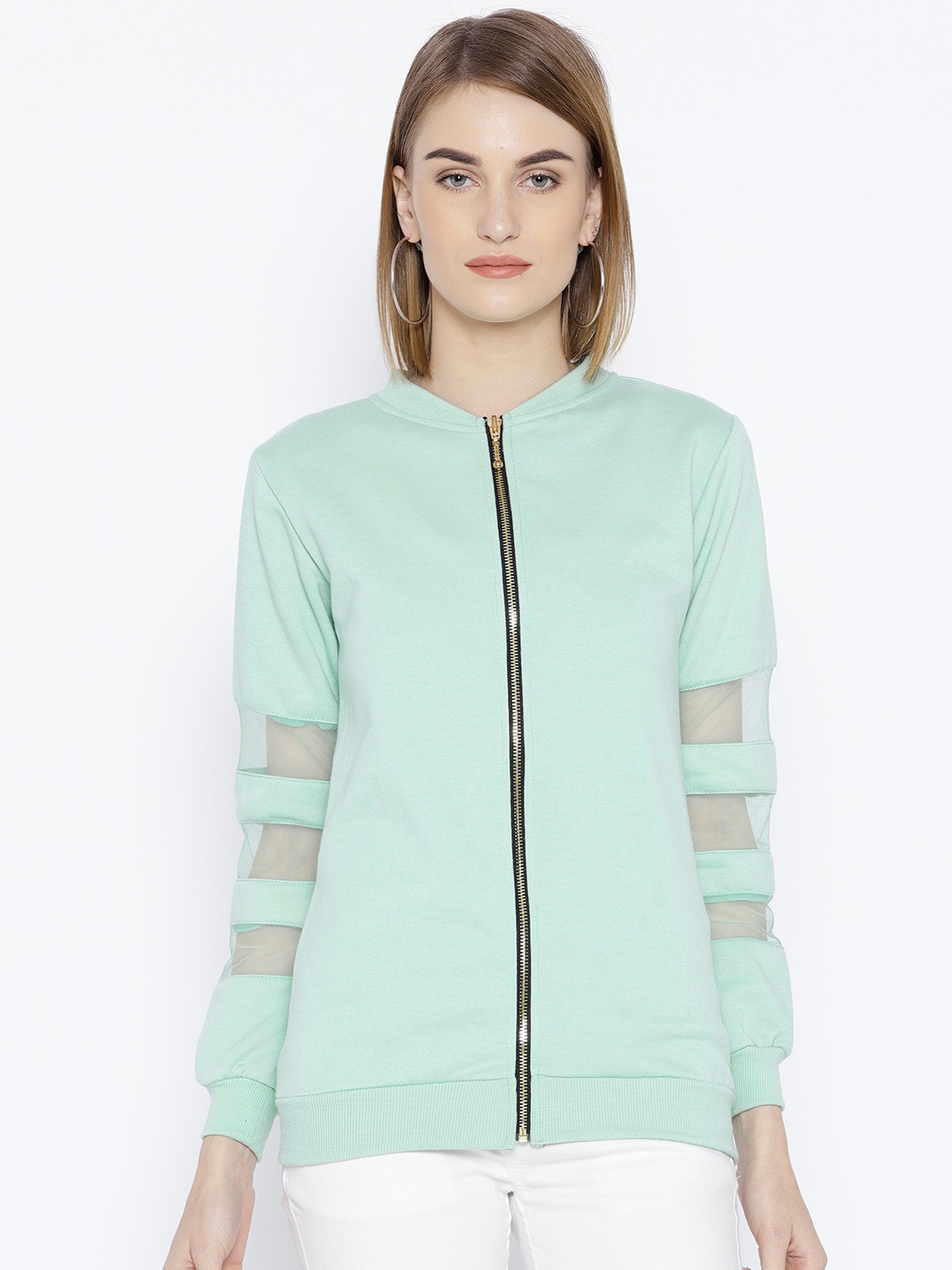 

Belle Fille Women Mint Green Solid Sweatshirt