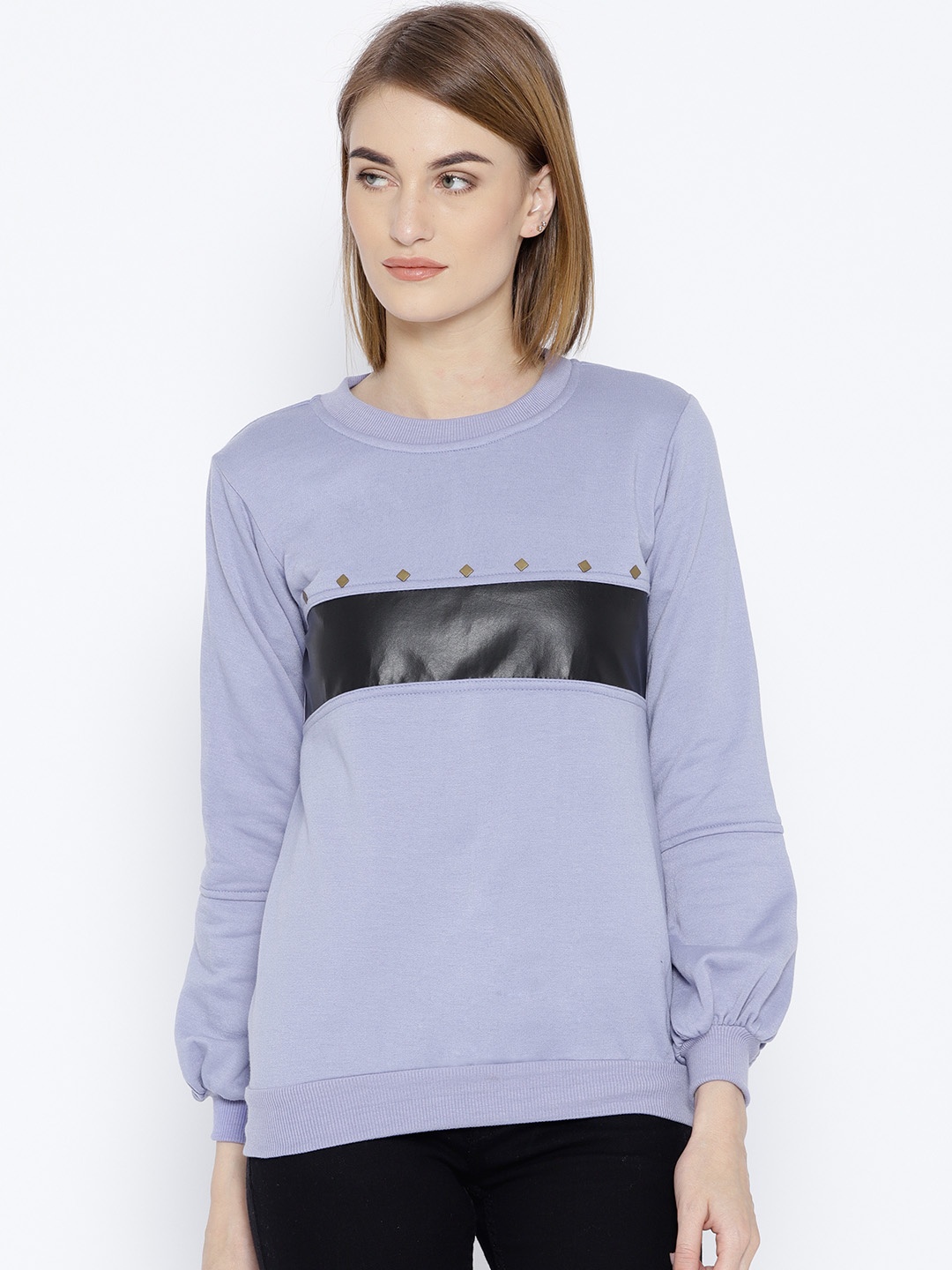 

Belle Fille Women Lavender Solid Sweatshirt