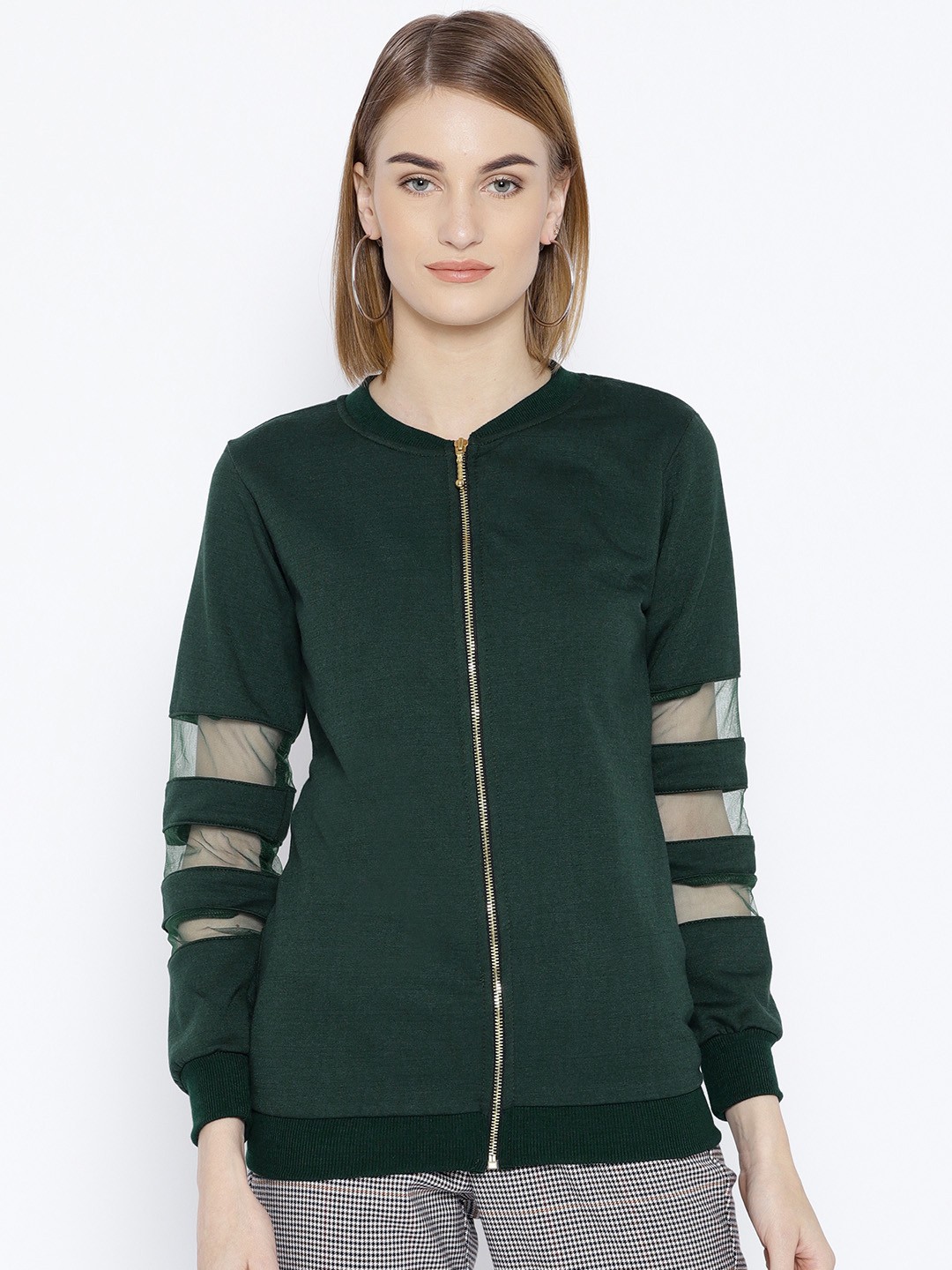 

Belle Fille Women Green Solid Sweatshirt