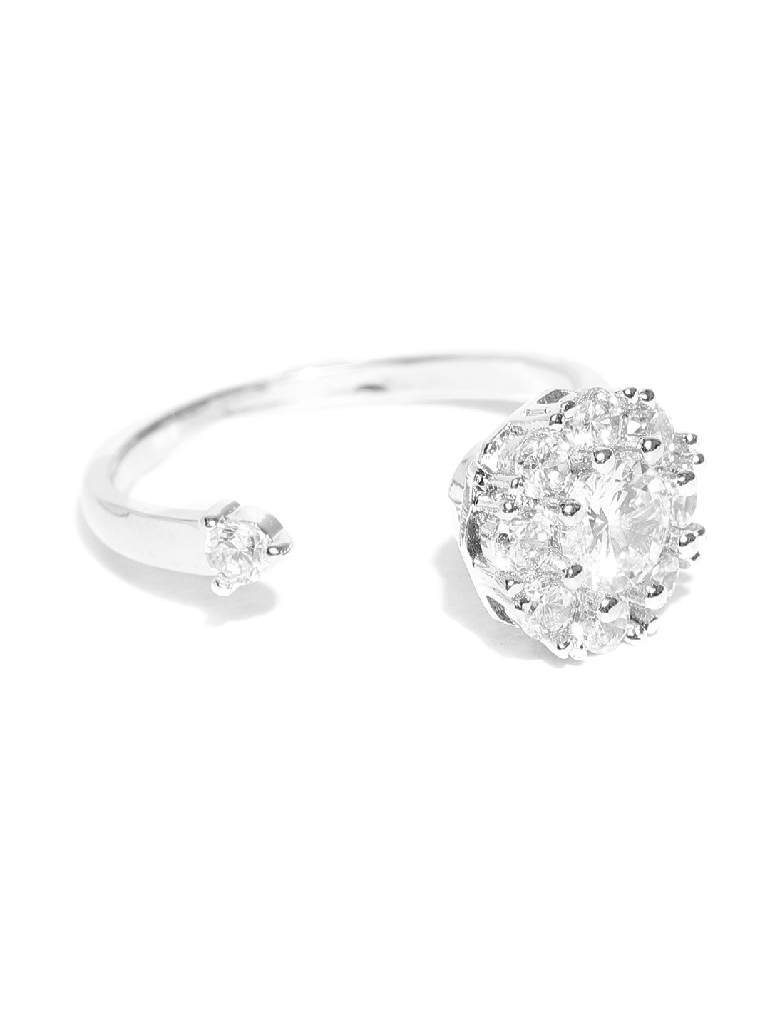 

Priyaasi Silver-Plated Stone-Studded Adjustable Ring