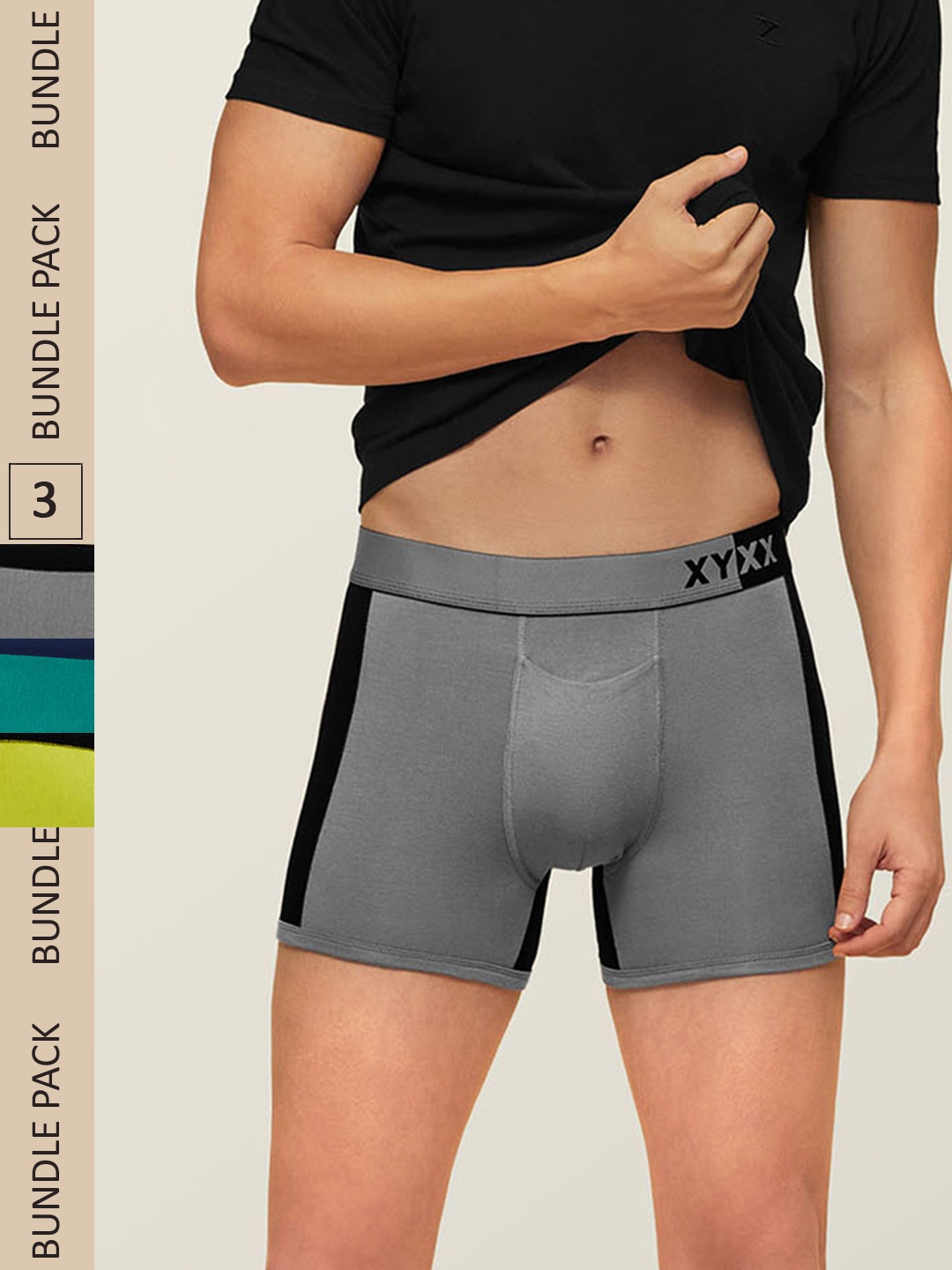 

XYXX Men IntelliSoft Antimicrobial Micro Modal Pack of 3 Dualist Trunks XYTRNK3PCKN313, Lime green
