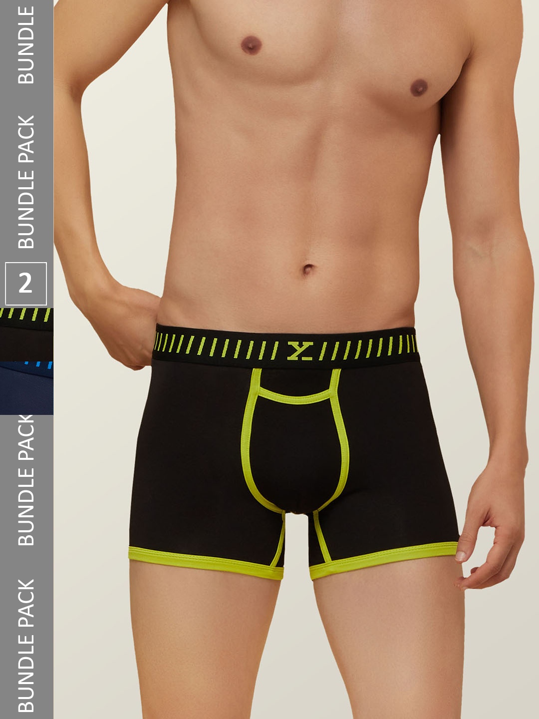 

XYXX Men IntelliSoft Antimicrobial Micro Modal Pack of 2 Vibe Trunks XYTRNK2PCKN153, Black