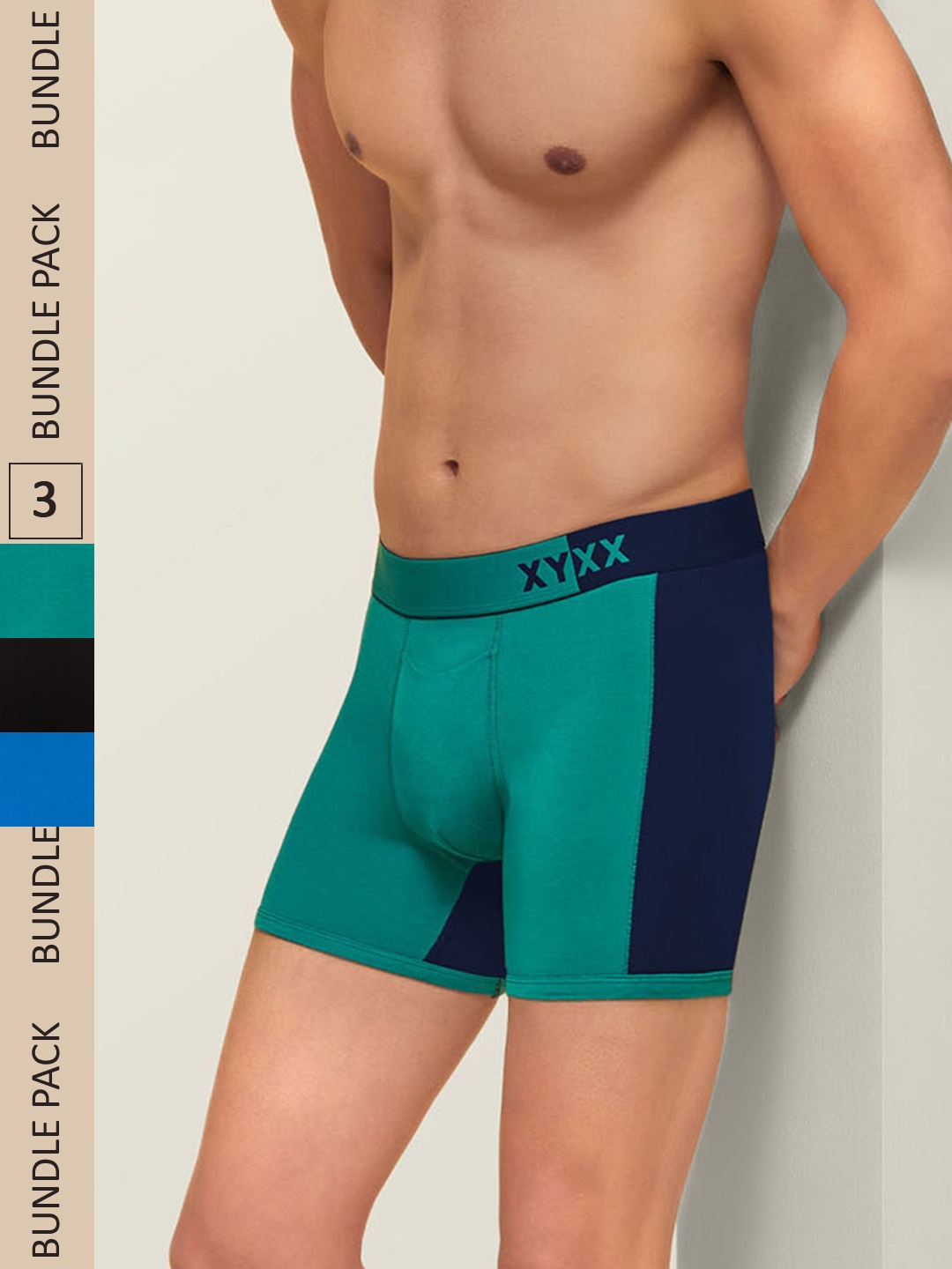 

XYXX Men IntelliSoft Antimicrobial Micro Modal Pack of 3 Dualist Trunks XYTRNK3PCKN319, Blue