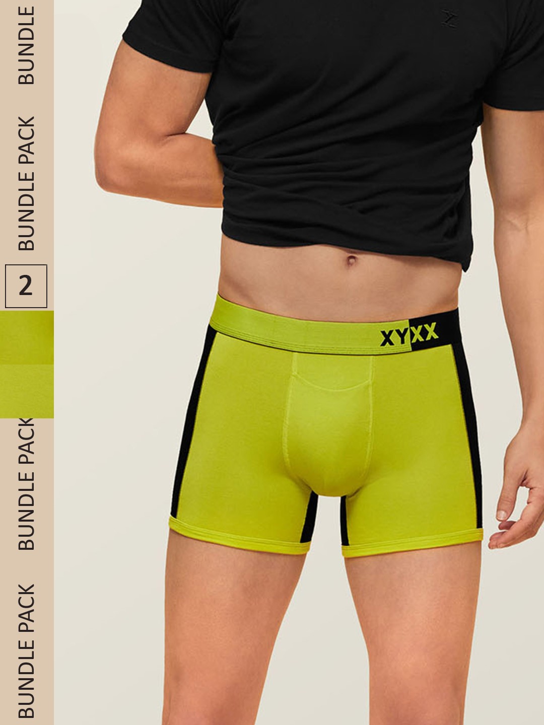 

XYXX Men IntelliSoft Antimicrobial Micro Modal Pack of 2 Dualist Trunks XYTRNK2PCKN175, Lime green