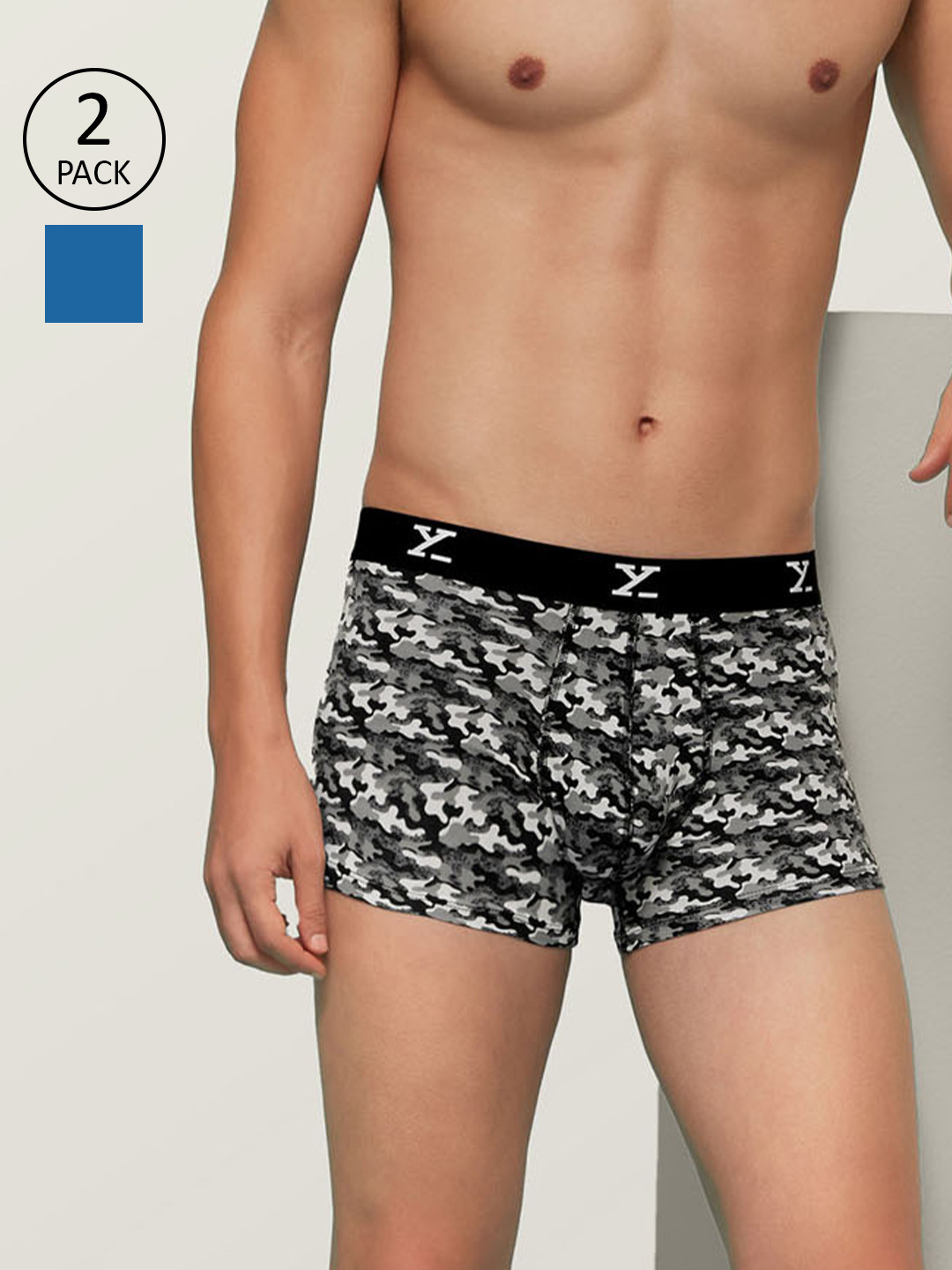 

XYXX Men IntelliSoft Antimicrobial Micro Modal Pack of 2 Shuffle Trunks XYTRNK2PCKN188, Grey