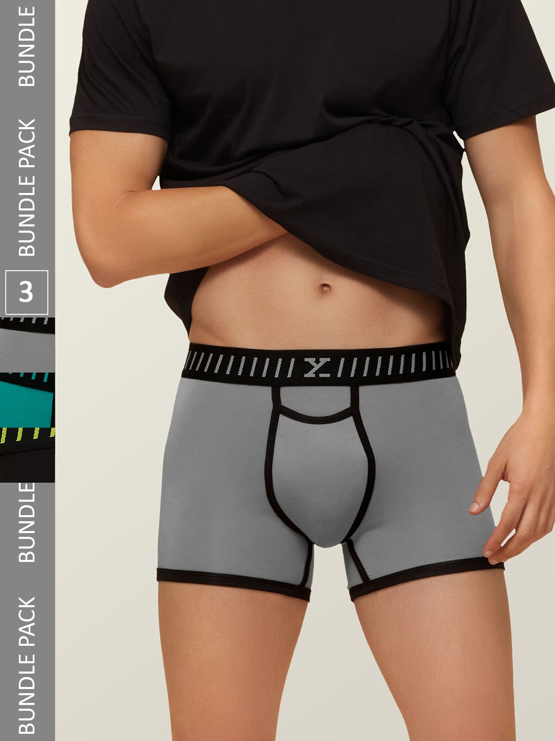 

XYXX Men IntelliSoft Antimicrobial Micro Modal Pack of 3 Vibe Trunks XYTRNK3PCKN303, Teal