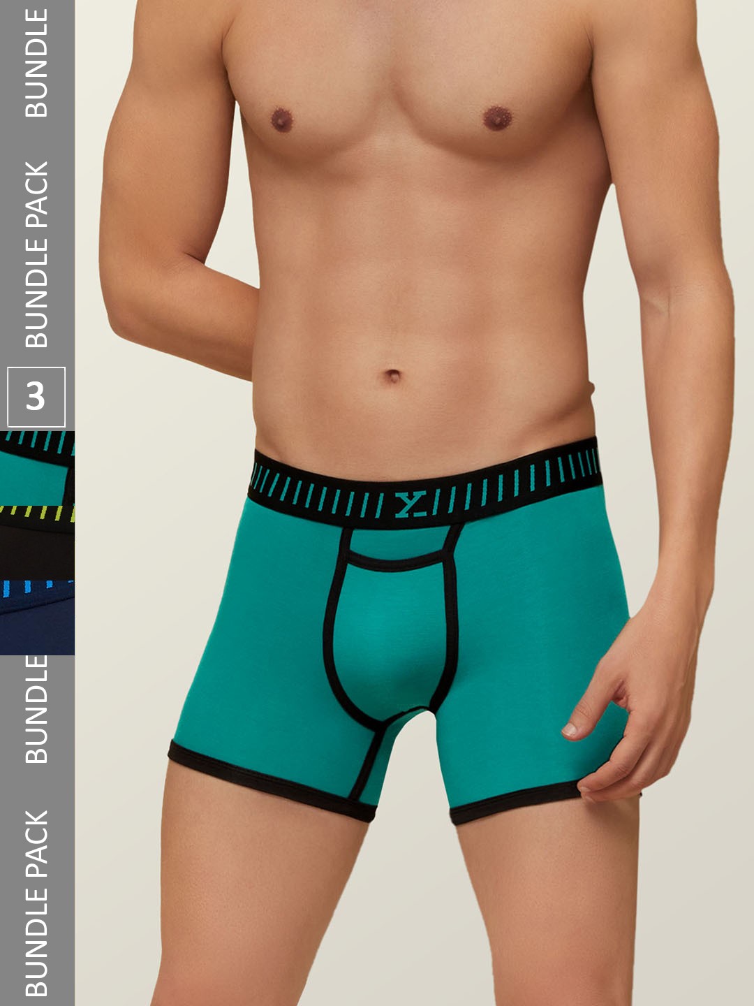 

XYXX Men IntelliSoft Antimicrobial Micro Modal Pack of 3 Vibe Trunks XYTRNK3PCKN302, Black