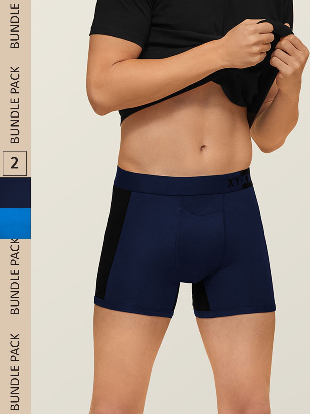 

XYXX Men IntelliSoft Antimicrobial Micro Modal Pack of 2 Dualist Trunks XYTRNK2PCKN168, Navy blue