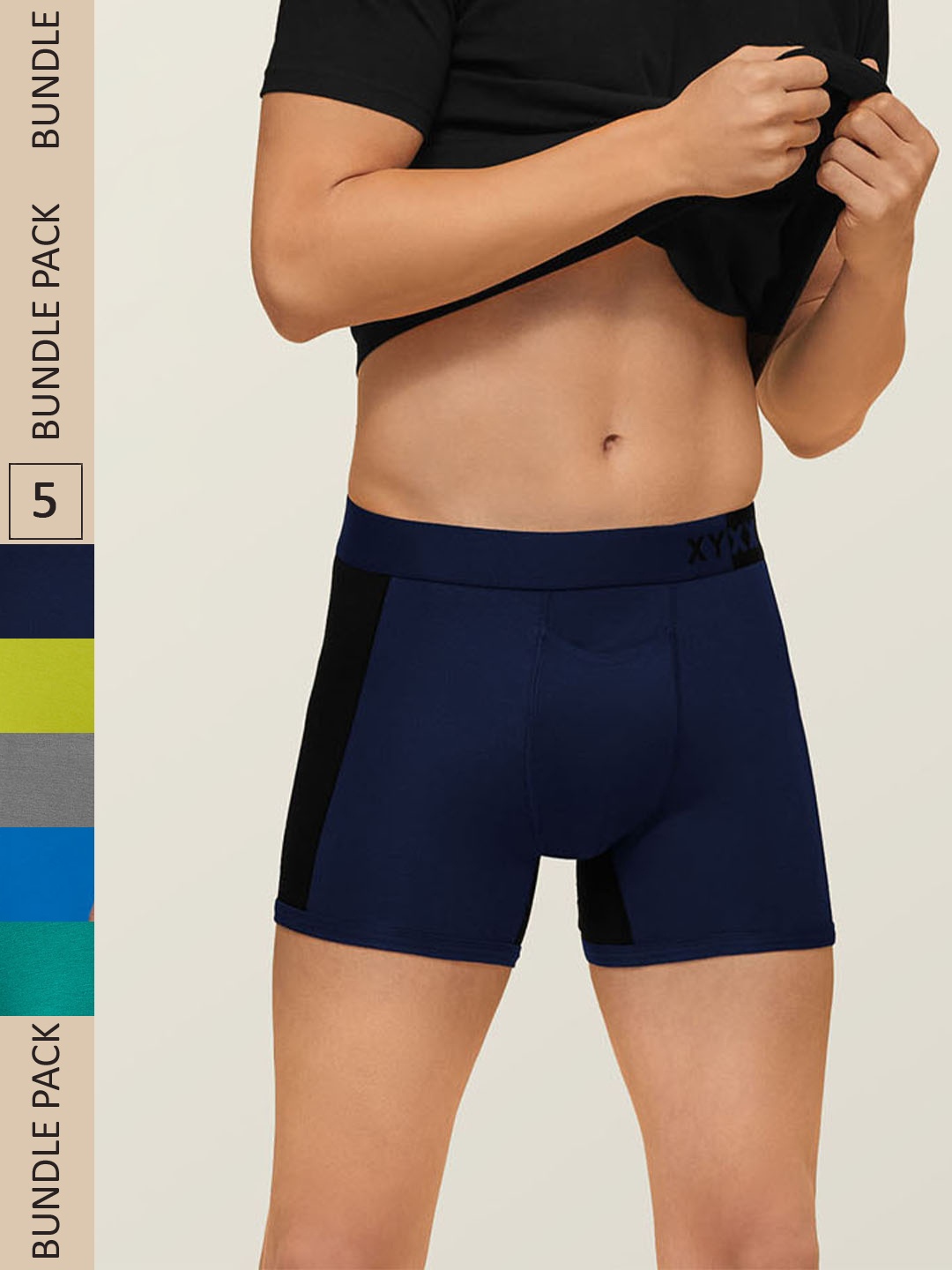 

XYXX Men IntelliSoft Antimicrobial Micro Modal Pack of 5 Dualist Trunks XYTRNK5PCKN66, Grey