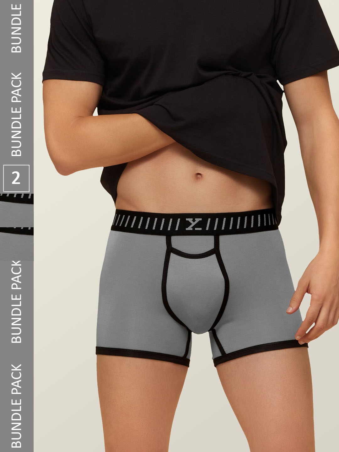 

XYXX Men IntelliSoft Antimicrobial Micro Modal Pack of 2 Vibe Trunks XYTRNK2PCKN152, Grey