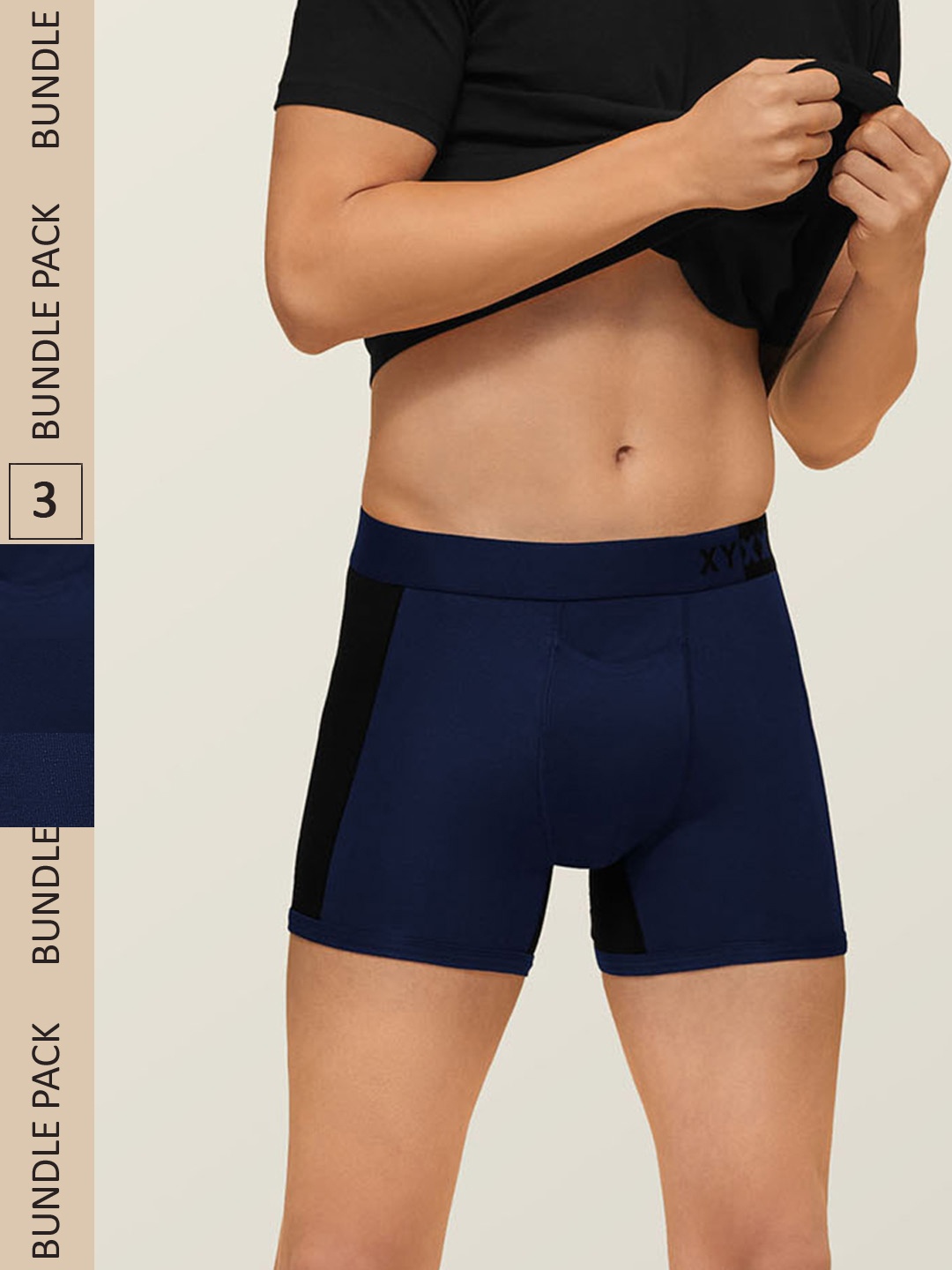

XYXX Men IntelliSoft Antimicrobial Micro Modal Pack of 3 Dualist Trunks XYTRNK3PCKN323, Navy blue