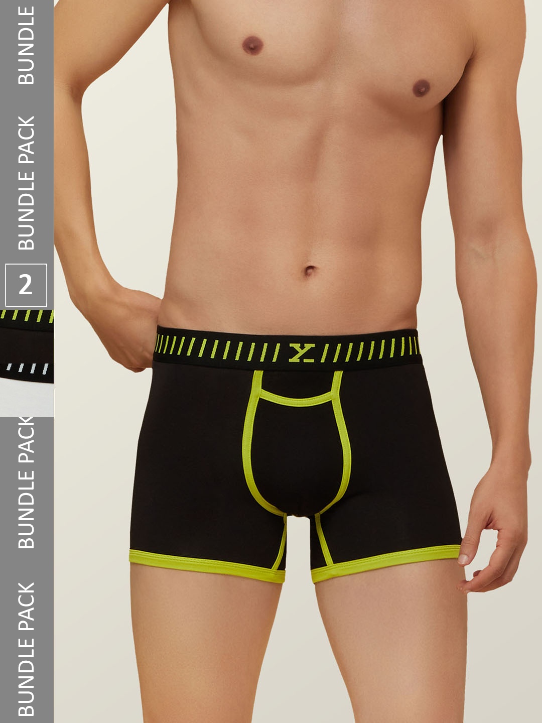 

XYXX Men IntelliSoft Antimicrobial Micro Modal Pack of 2 Vibe Trunks XYTRNK2PCKN157, Black
