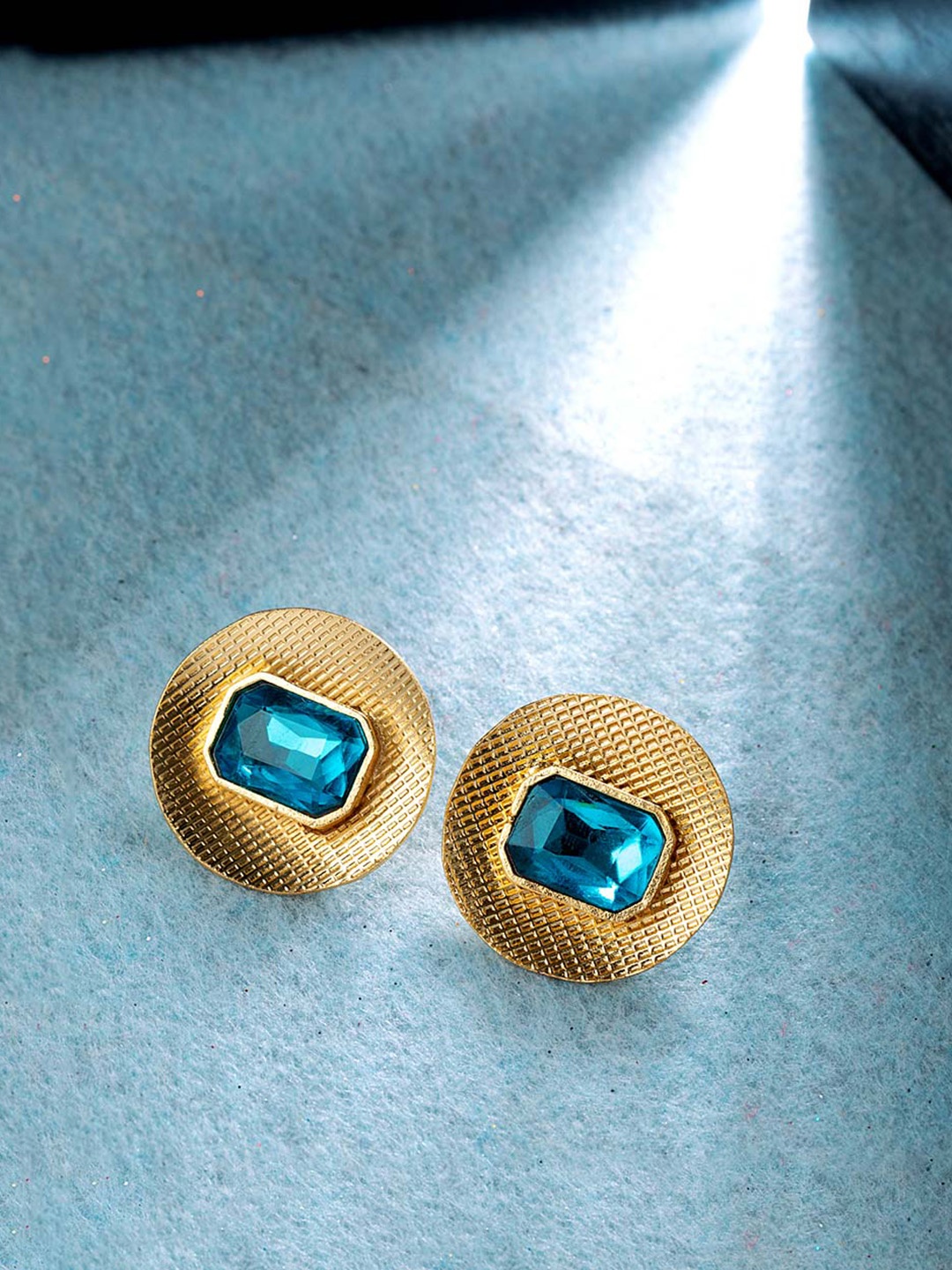 

Voylla Turquoise Blue Gold-Plated Handcrafted Circular Studs
