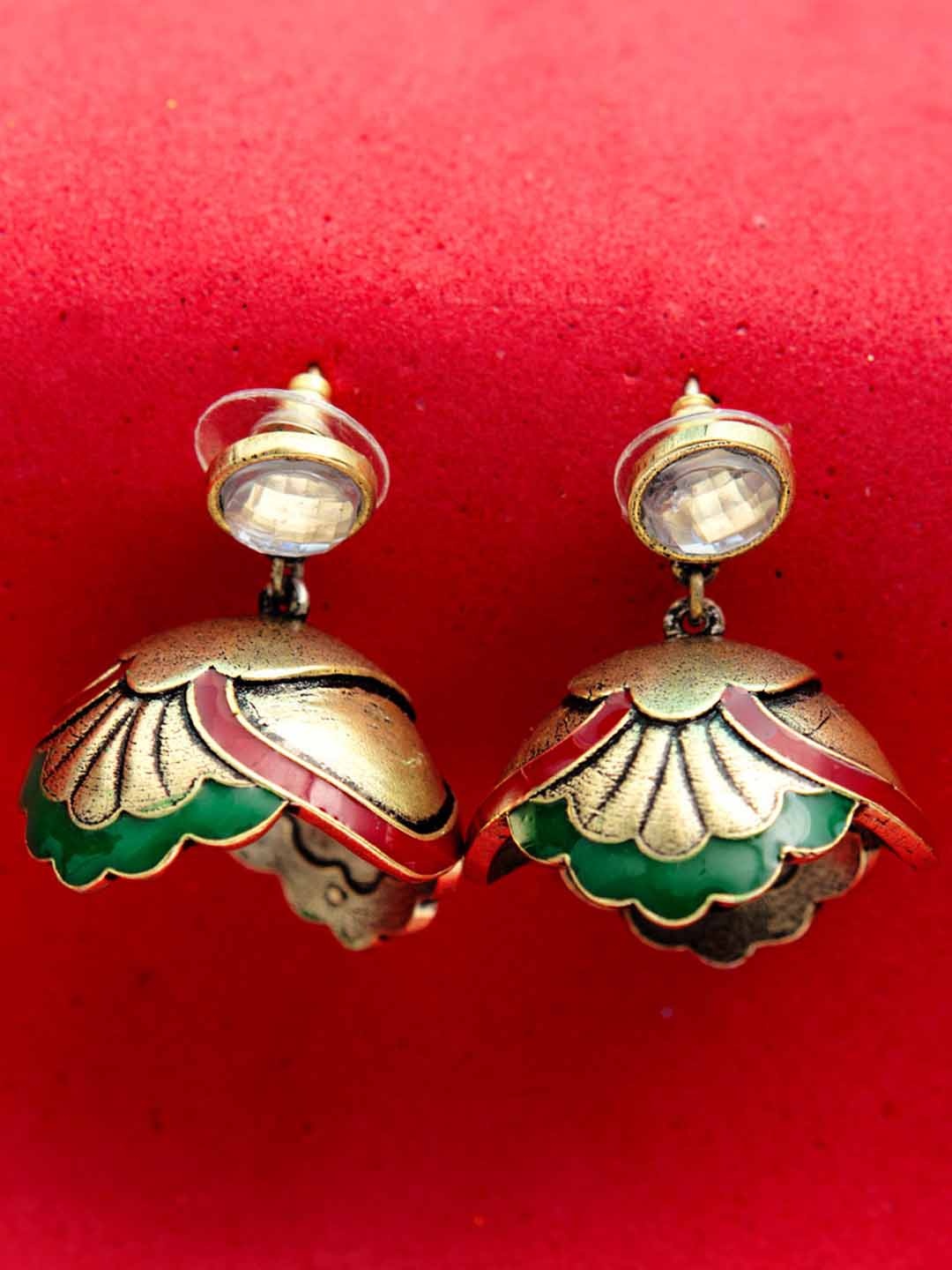 

Voylla Gold-Plated Dome Handcrafted Shaped Jhumkas