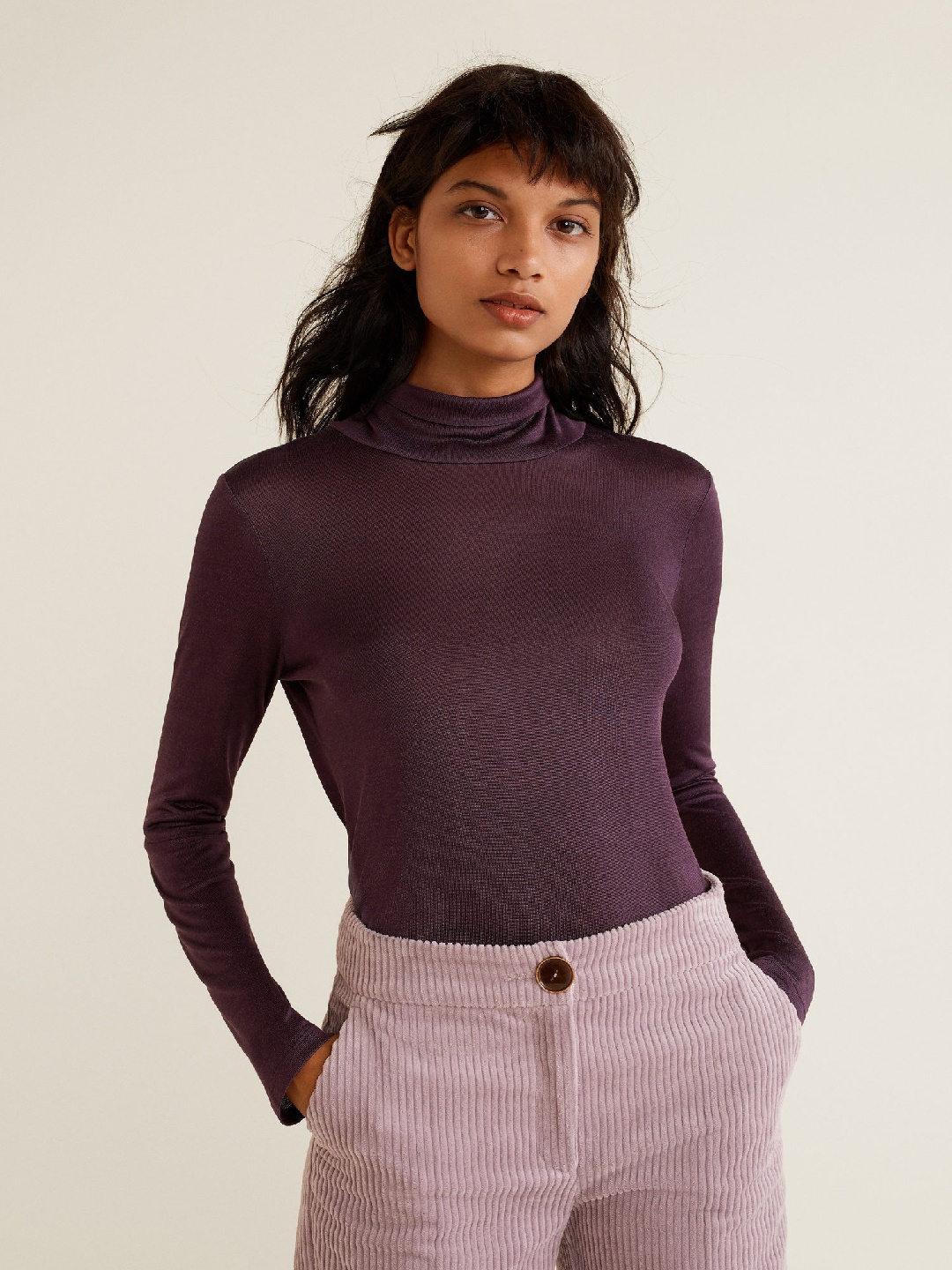 

MANGO Women Purple Solid Top
