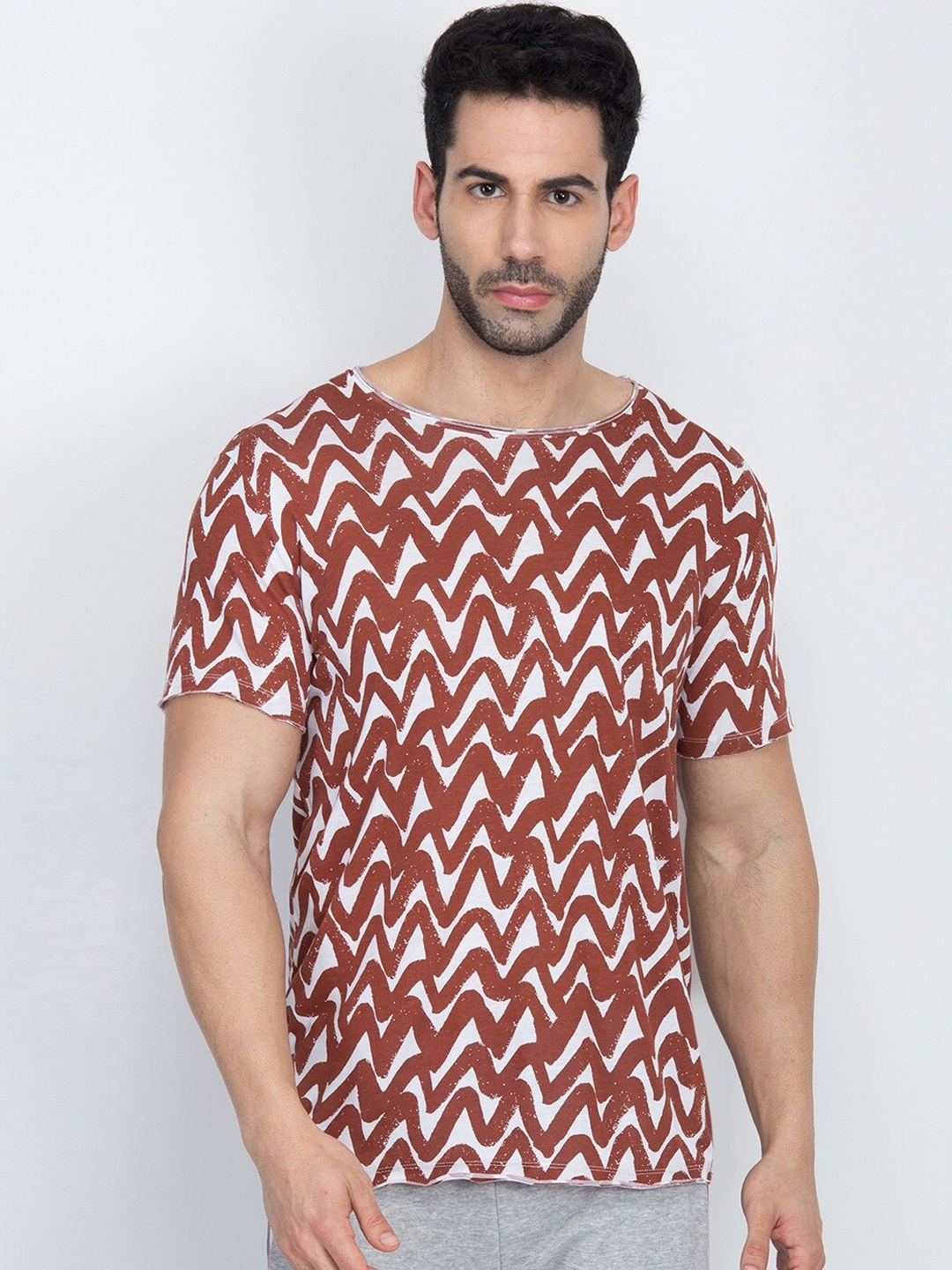 

Antony Morato Men Rust Printed Round Neck T-shirt
