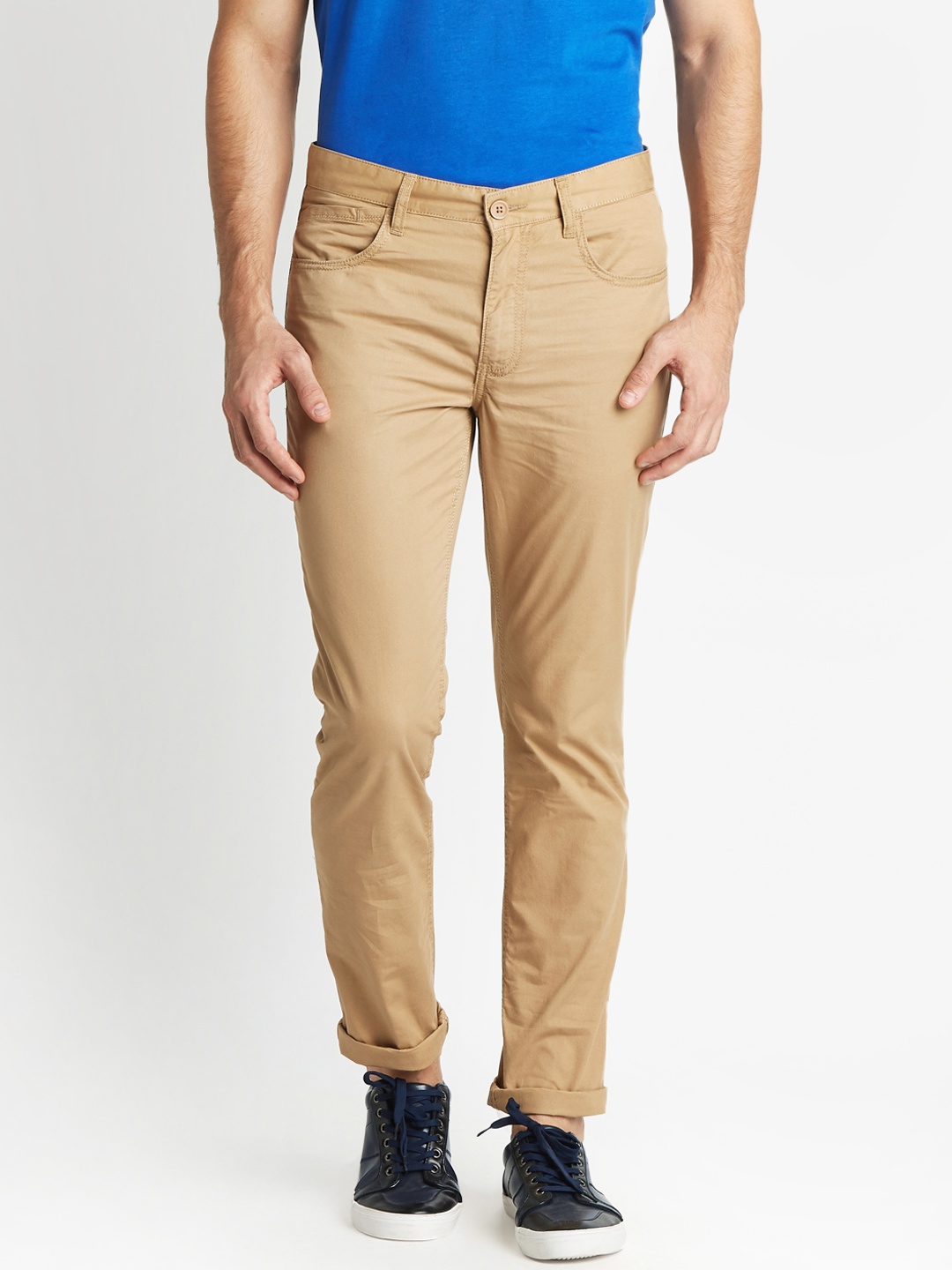 

Urban Ranger by pantaloons Men Brown Slim Fit Solid Regular Trousers