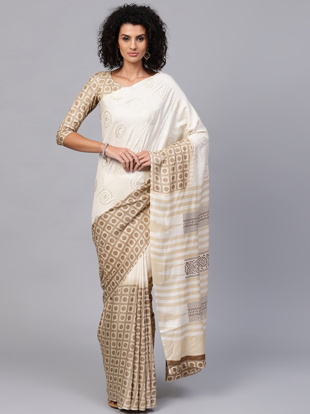 

Saree mall Beige Printed Saree